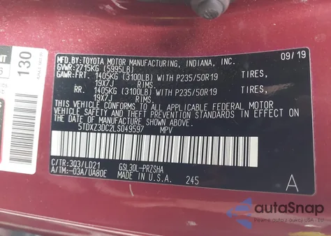 2020 Toyota Sienna Se from USA, damaged, VIN 5TDXZ3DC2LS049597